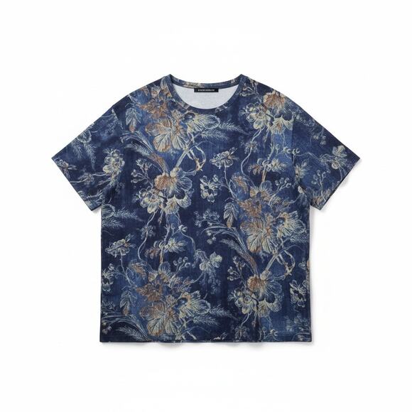 Gary Graham GaryGraham422 Indigo Floral Knit Oversized Tee Shirt Unisex M - Picture 3 of 8